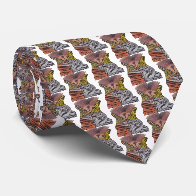Neck Tie (weiß) - Große Katzen Krawatte (Gerollt)