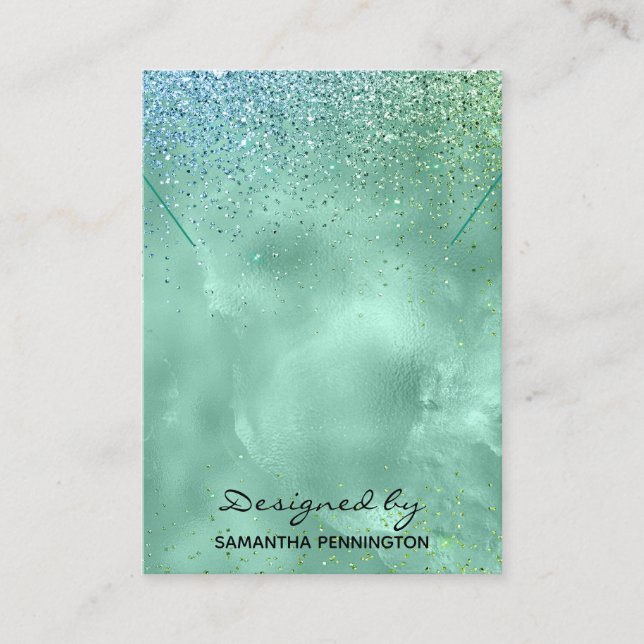 Necklace Display Aquamarin Imitats Foil Glitzer Visitenkarte (Vorderseite)