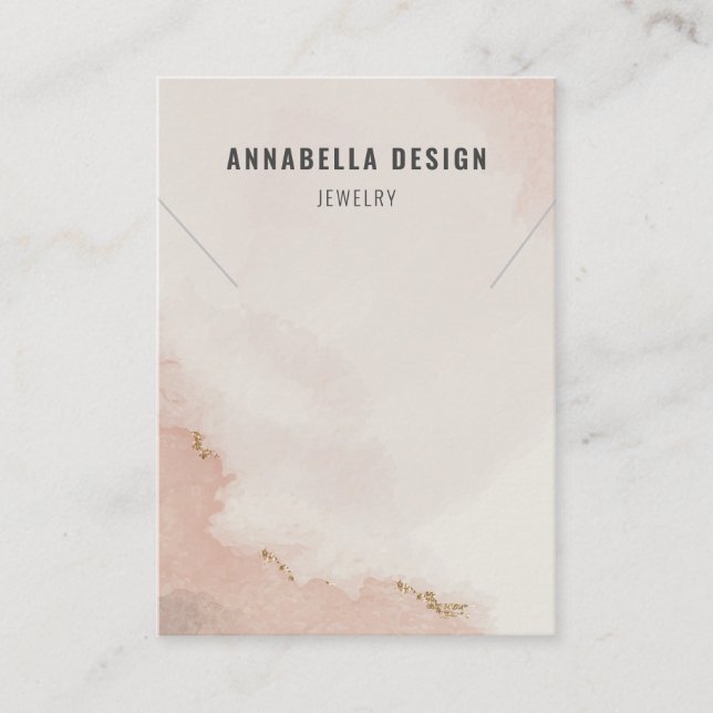 Necklace Display Card ・ Pastell Dusty Pink & Gold Visitenkarte (Vorderseite)