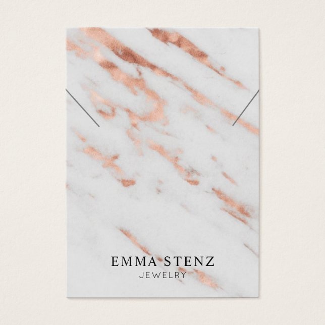 Necklace Display Card ・ Rose Gold auf weißem Marmo (Vorderseite)