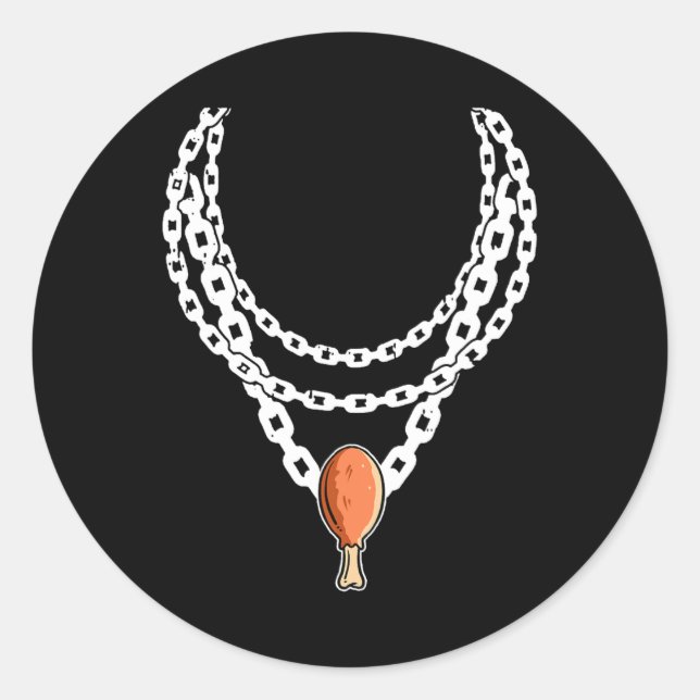 Necklace Turkey Leg Pendant Erntedank Day Fall Runder Aufkleber (Vorderseite)