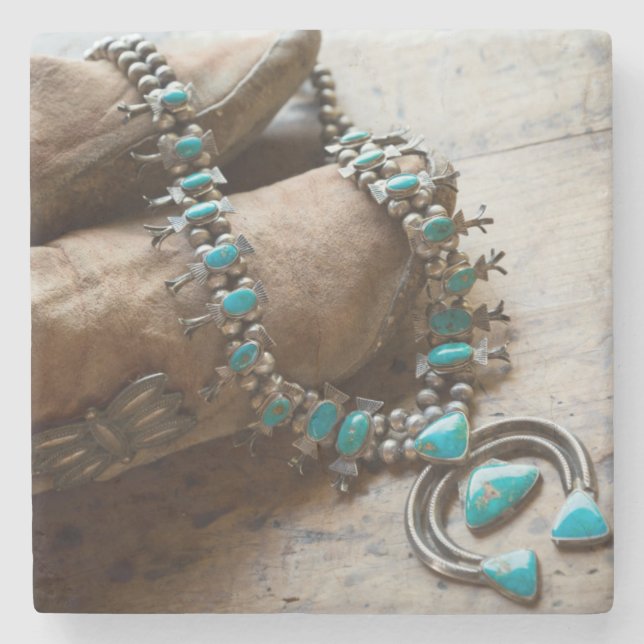 Necklace zum Verkauf, Santa Fe, New Mexico.USA Steinuntersetzer (Vorderseite)