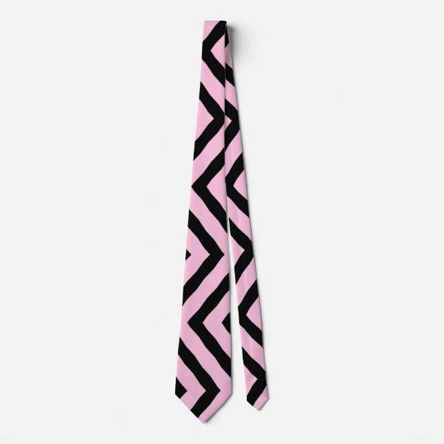 Necktie Buddy Black Pink Zig Zag Muster Krawatte (Vorderseite)
