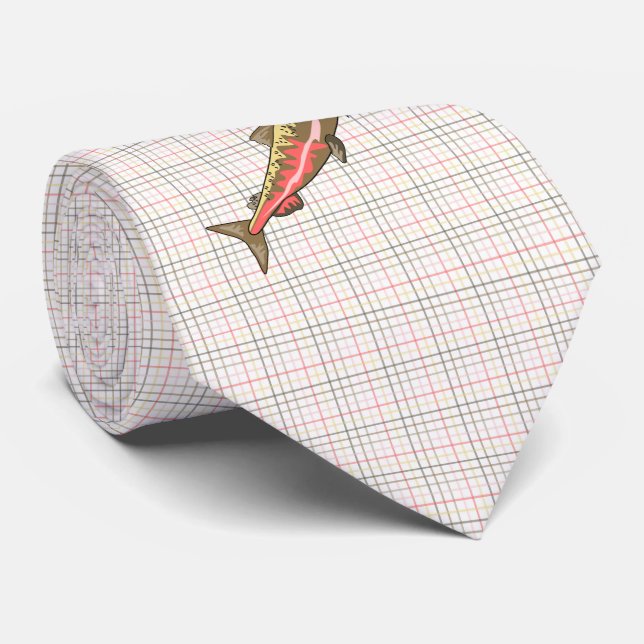 Necktie - Chinook Lachs auf Kariert Krawatte (Gerollt)