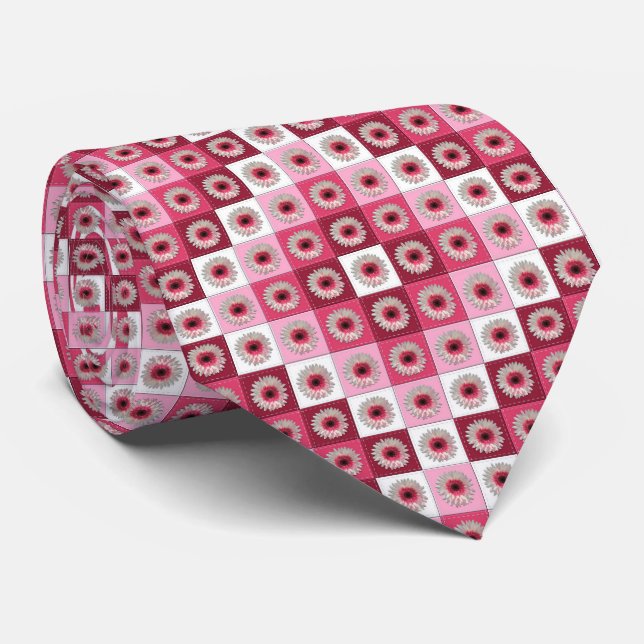 Necktie - Watermelon Lollipop Daisy Quilt Krawatte (Gerollt)