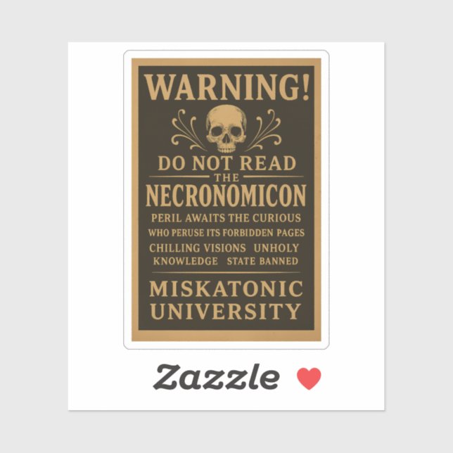 Necronomicon - Vorsorgeverbot durch Miskatonic Aufkleber (Blatt)