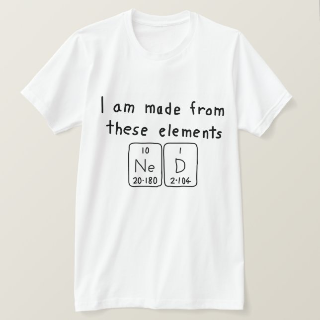 Ned Namen-Shirt periodischer Tabelle T-Shirt (Design vorne)