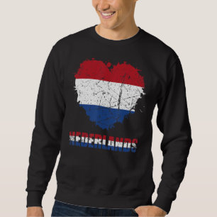 Nederlands Flag Vintag Heart Graphics Holland Men Sweatshirt