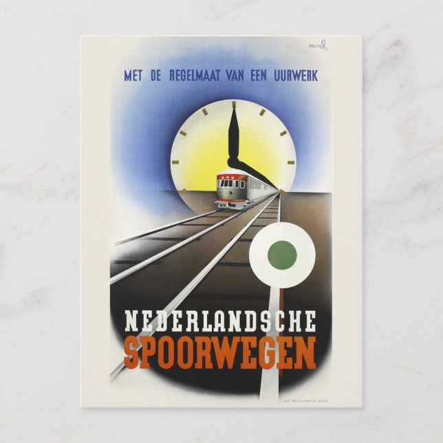 Nederlandsche Spoorwegen Vintage Poster 1939 Postkarte (Vorderseite)