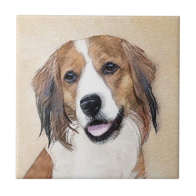 Nederlandse Kooikerhondje Malerei - Hunde Kunst Fliese (Vorderseite)