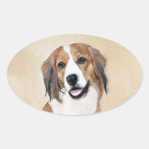 Nederlandse Kooikerhondje Malerei - Hunde Kunst Ovaler Aufkleber