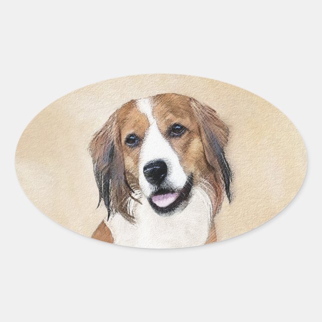 Nederlandse Kooikerhondje Malerei - Hunde Kunst Ovaler Aufkleber (Vorderseite)