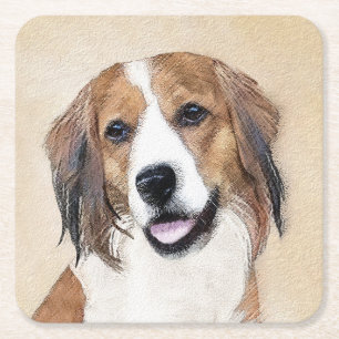 Nederlandse Kooikerhondje Malerei - Hunde Kunst Rechteckiger Pappuntersetzer