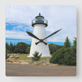 Ned's Point Lighthouse, Massachusetts Wall Clock Quadratische Wanduhr