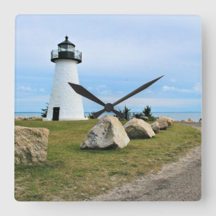 Ned's Point Lighthouse, Massachusetts Wall Clock Quadratische Wanduhr