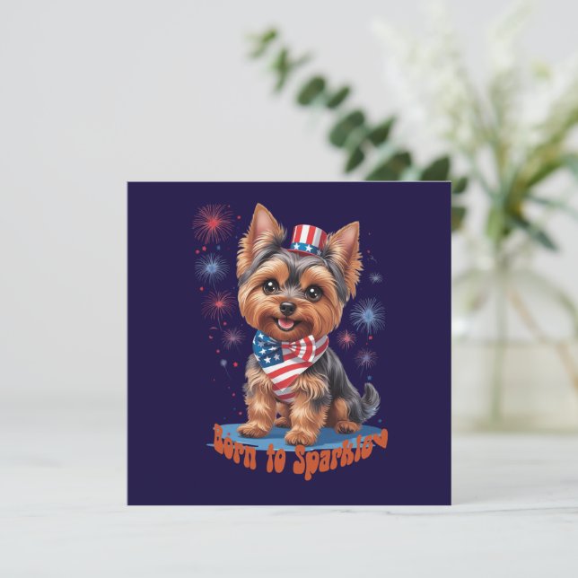 Née pour briller – Carte plate mignonne du 4 juill (Debout devant)