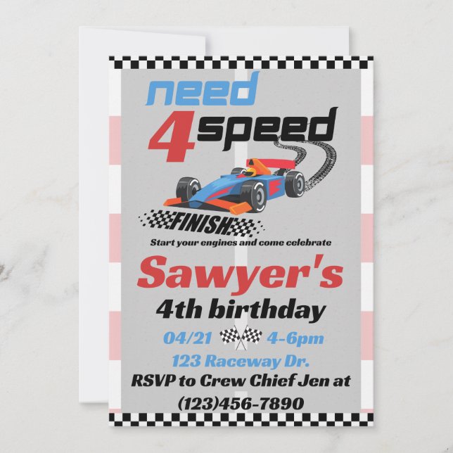 Need 4 Speed Geburtstag Einladung (Vorderseite)