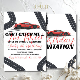 Need for Speed Birthday Race Red Car Party Einladung