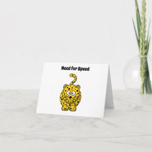 Need for Speed, Funny Cheetah Cartoon Cat Design Karte