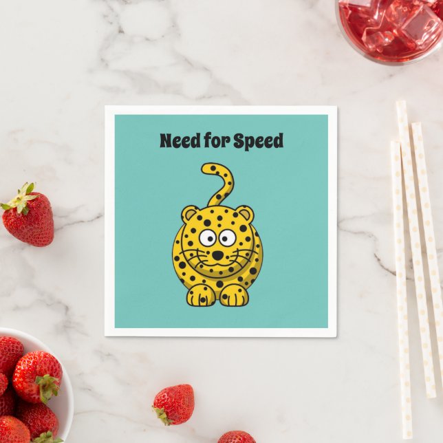 Need for Speed, Funny Cheetah Cartoon Cat Design Serviette (Beispiel)