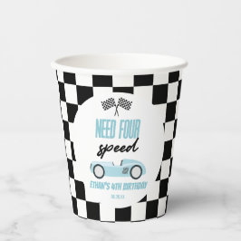 Need Four Speed Blue Race Car 4. Geburtstag Party Pappbecher