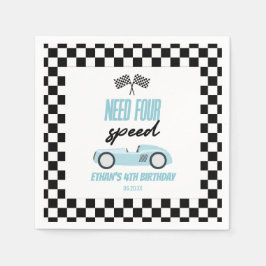 Need Four Speed Blue Race Car 4. Geburtstag Party Serviette
