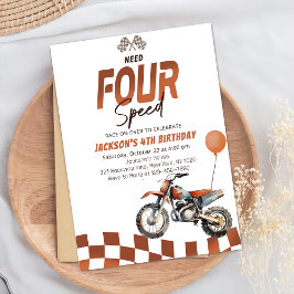Need Four Speed Dirt Bike Boy 4. Geburtstag Einladung
