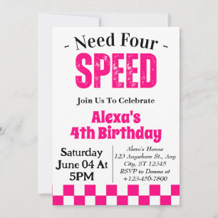 Need Four Speed Girl 4. Geburtstagsfeier Einladung
