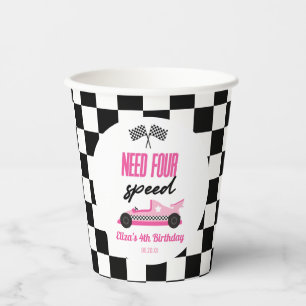 Need Four Speed Pink Race Car 4. Geburtstag Party Pappbecher