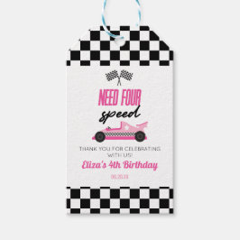 Need Four Speed Pink Race Car 4th Birthday Party Geschenkanhänger