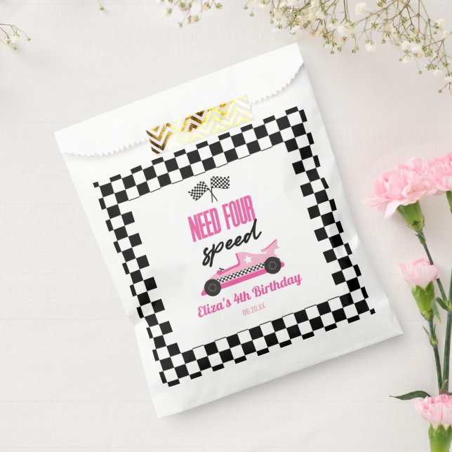 Need Four Speed Pink Race Car 4th Birthday Party Geschenktütchen (Versiegelt)