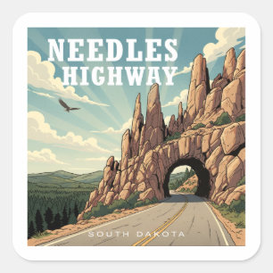 Needles Highway South Dakota Eagle Quadratischer Aufkleber