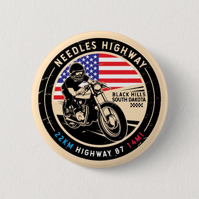 Needles Highway South Dakota Motorrad Button (Vorderseite)