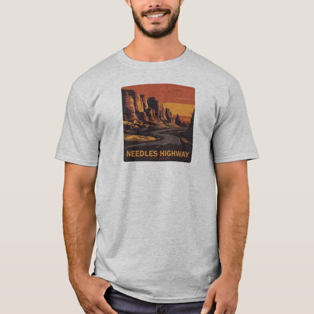 Needles Highway South Dakota Red Sky T-Shirt (Vorderseite)