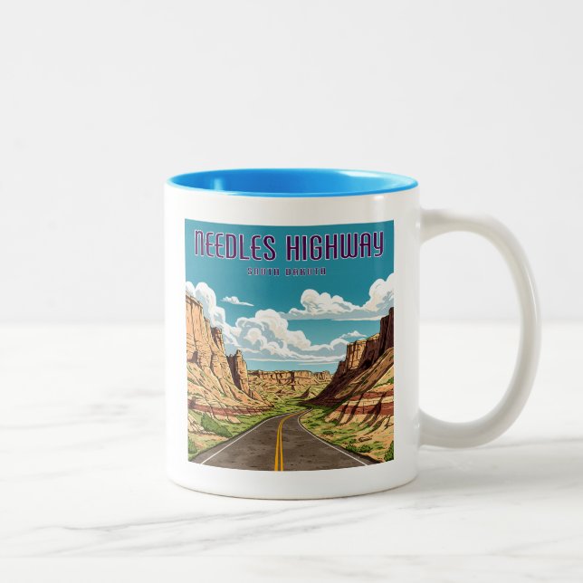 Needles Highway Süd Dakota Landschaft Zweifarbige Tasse (Rechts)