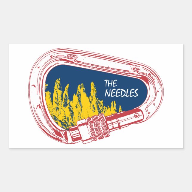 Needles Klettern Carabiner Rechteckiger Aufkleber (Vorderseite)