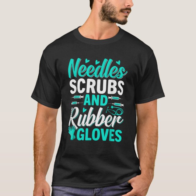 Needles Scrub Funny Phlebotomist Phlebotomy Techni T-Shirt (Vorderseite)