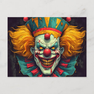 Nefarious Funhouse Clown Illustration Art Postkarte