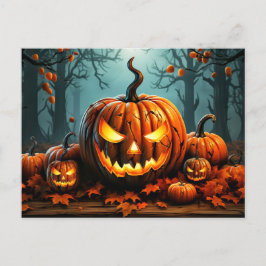 Nefarious Gwer Pumpkin im Wald Postkarte