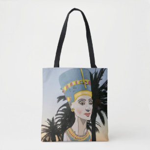 Nefertiti Farbportrait und Palmen Tasche
