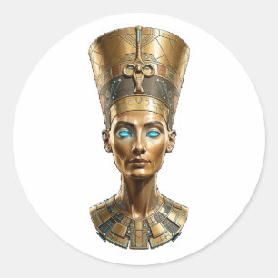 Nefertiti Goldene Königin Runder Aufkleber