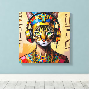 NEFERTITI KÖNIGIN DES NIL-ABBYSINISCHE KATZE LEINWANDDRUCK