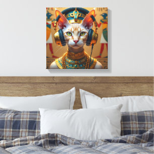 NEFERTITI KÖNIGIN DES NIL-DEVON REX KATZE LEINWANDDRUCK