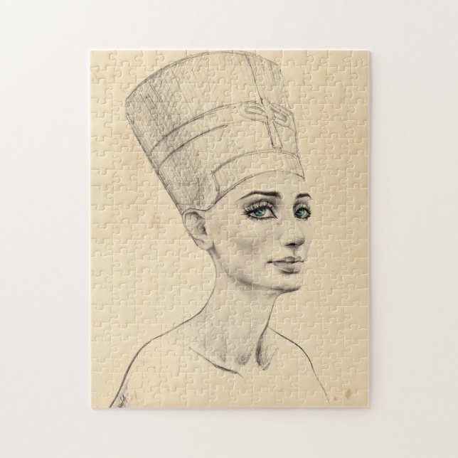 Nefertiti-Portrait zeichnend Papyrus aus dem alten (Vertikal)