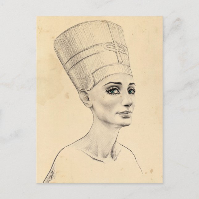 Nefertiti-Portrait zeichnend Papyrus aus dem alten Postkarte (Vorderseite)