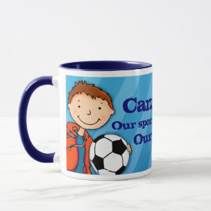 Neffe Fußball Soccer Held "Ihr Name" Tasse blau