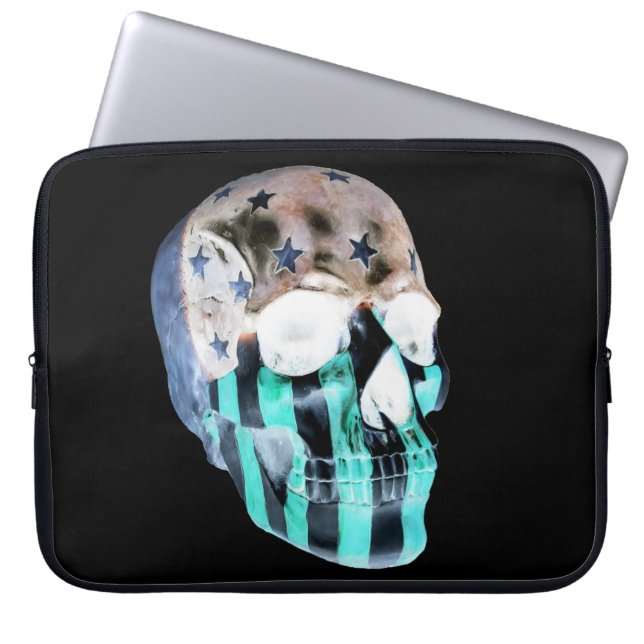 Negativ bemalt Schädel schwarze Laptop-Hülle Laptopschutzhülle (Vorderseite)