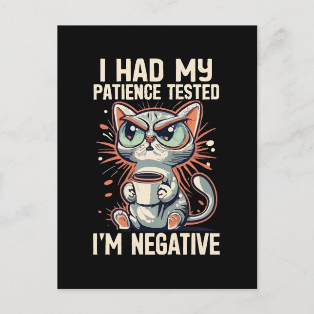 Negative Katze Postkarte (Vorderseite)