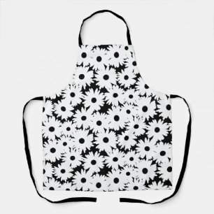 Negative Space Daisies weiß auf schwarz Schürze