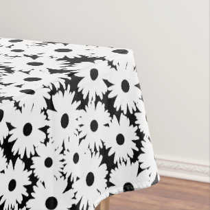 Negative Space Daisies weiß auf schwarz Tischdecke